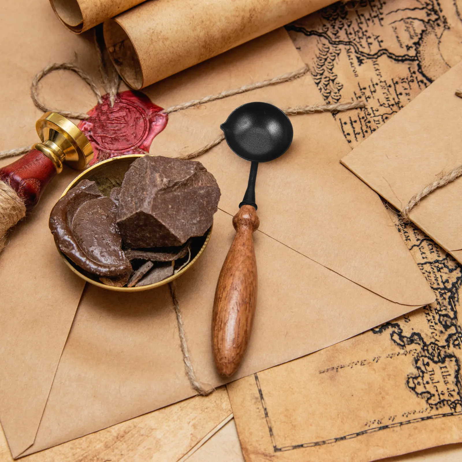 6-teiliges Wachssiegellöffel-Set im Retro-Eisen-Design, Schmelzwerkzeug zum Versiegeln von Briefmarken und Umschlägen