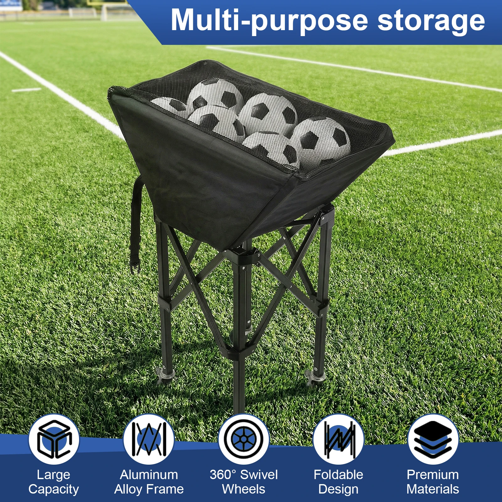 

Collapsible Hammock Ball Cart with Wheels Rolling Collapsible Cart Large Capacity for Garage Or Gym