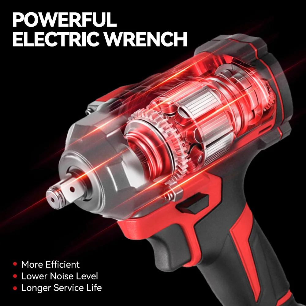 ONEVAN 1200N.M Drehmomentstarker bürstenloser 4-Gang-Elektroschlagschrauber 1/2 Zoll Akku-Schraubendreher für Makita 18V Akku – Detail 10