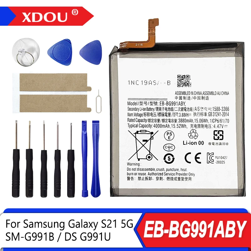 

Совершенно новый сменный аккумулятор EB-BG991ABY 4000 мАч для Samsung Galaxy S21 5G SM-G991B/DS G991U, аккумуляторы + инструменты