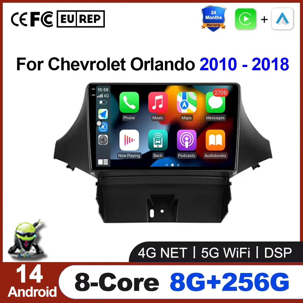 Android 14 For Chevrolet Orlando 2010 - 2018 Car Radio Video QLED Navigation GPS IPS 4G Wifi Stereo Screen Auto Multimedia