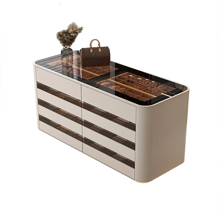 

Light luxury high-end home cloakroom Nakajidai jewelry display cabinet bedroom storage chest floor cabinet