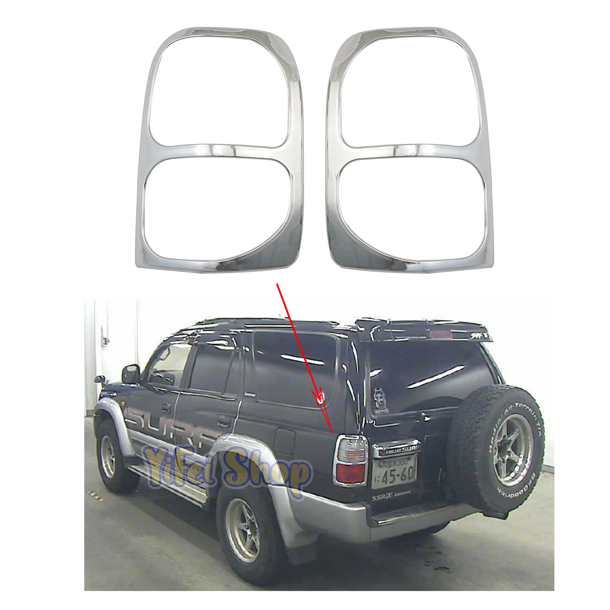 

2pcs ABS Chrome Car Accessories Plated Tail Lamp Cover Trim Paste Style For Toyota Hilux Surf 1996 1997 1998 1999