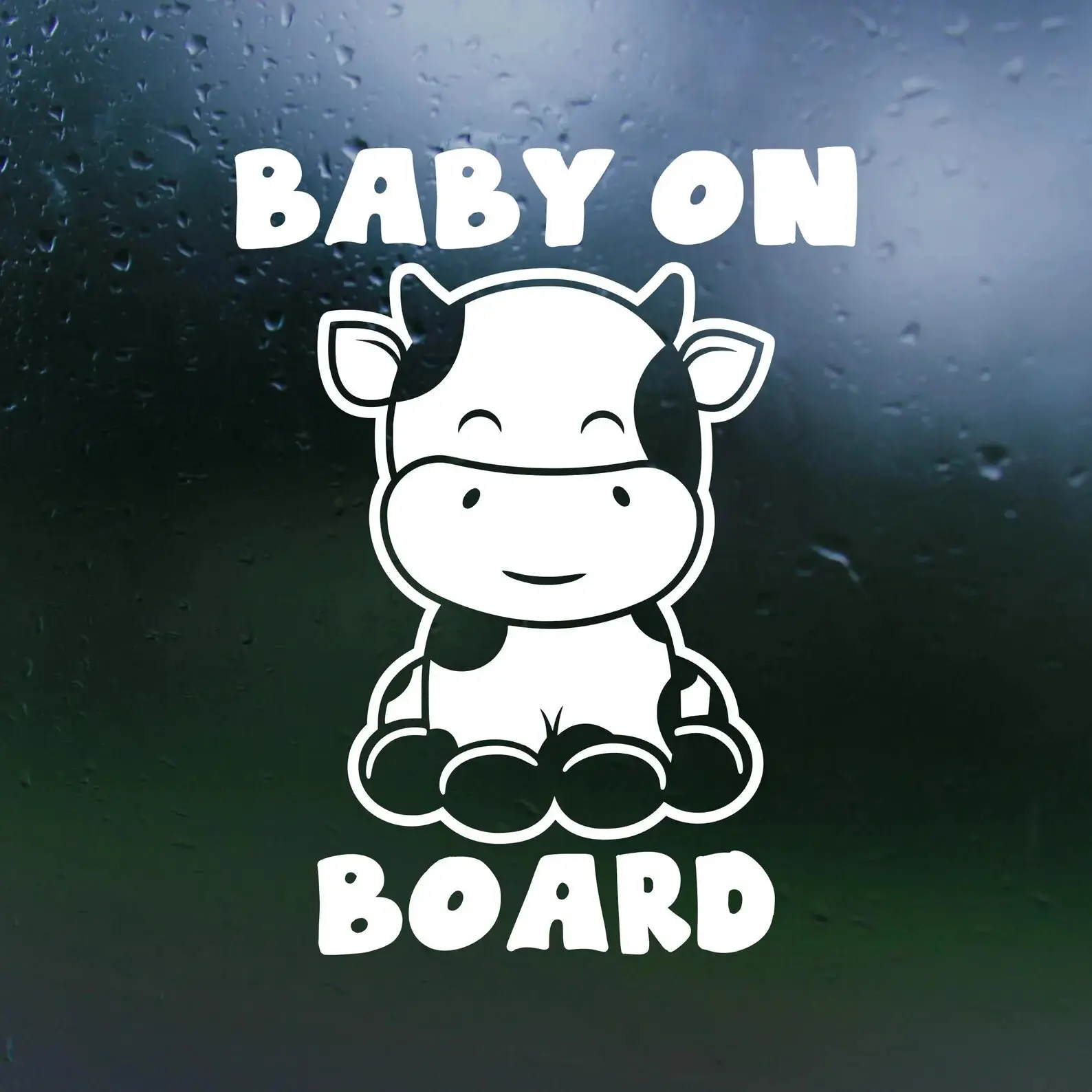 70141# Baby Cow On Board Car Stickers, Waterproof Vinyl Decals, for Car Windows, Car Bumper, Car Body Decorative Accessories