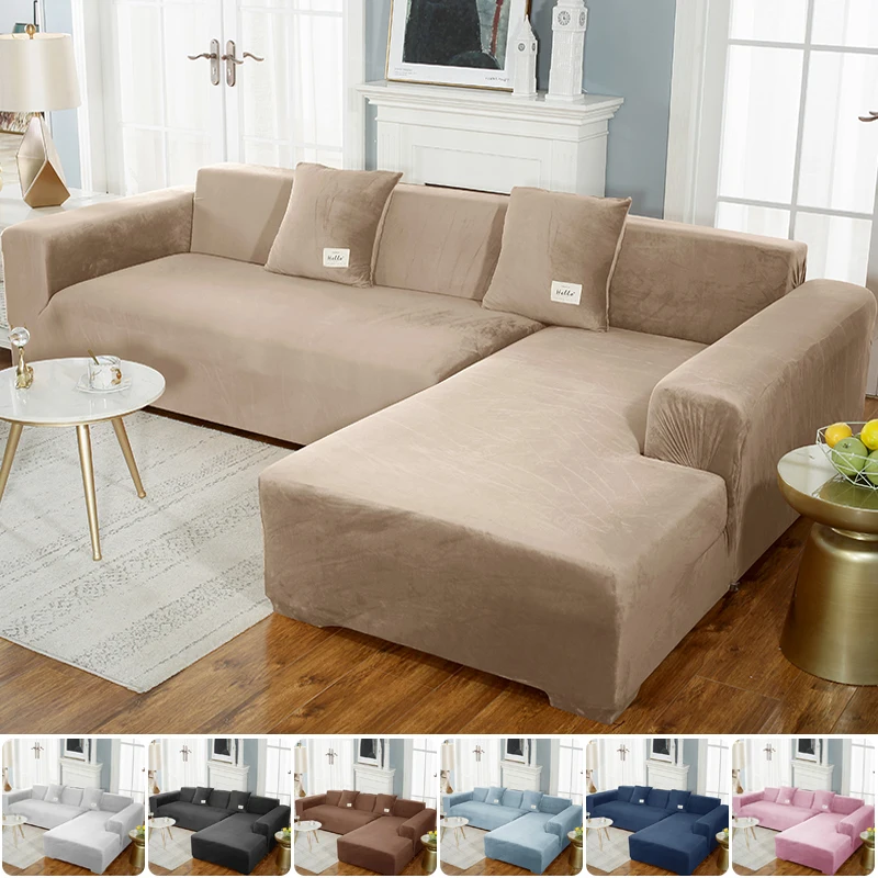 High Quality Velvet Sofa Cover L Shaped Sofa Seat Covers for Living Room Cover for Corner Sofa Elastic Couch Slipcover Washable