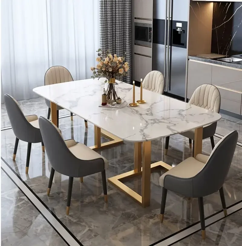 marble dinner table set 8 seater simple gold legs dining table set 6 chairs