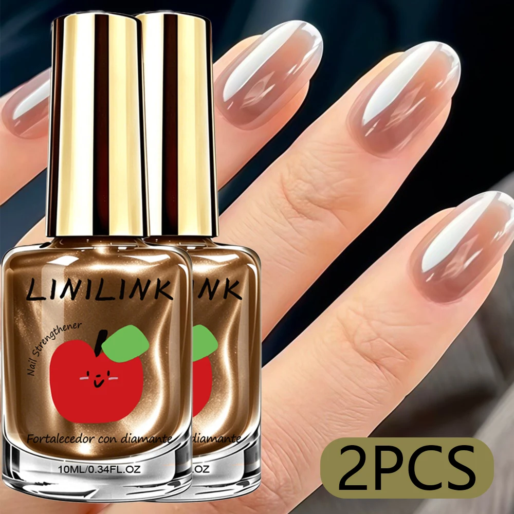 LINILINK 2PCS Mocha Brown Nail Strengthener, Quick-Dry Polish, Mirror Gloss, Lasting, Women's DIY Mani, F/W Nail Art, Xmas Gift