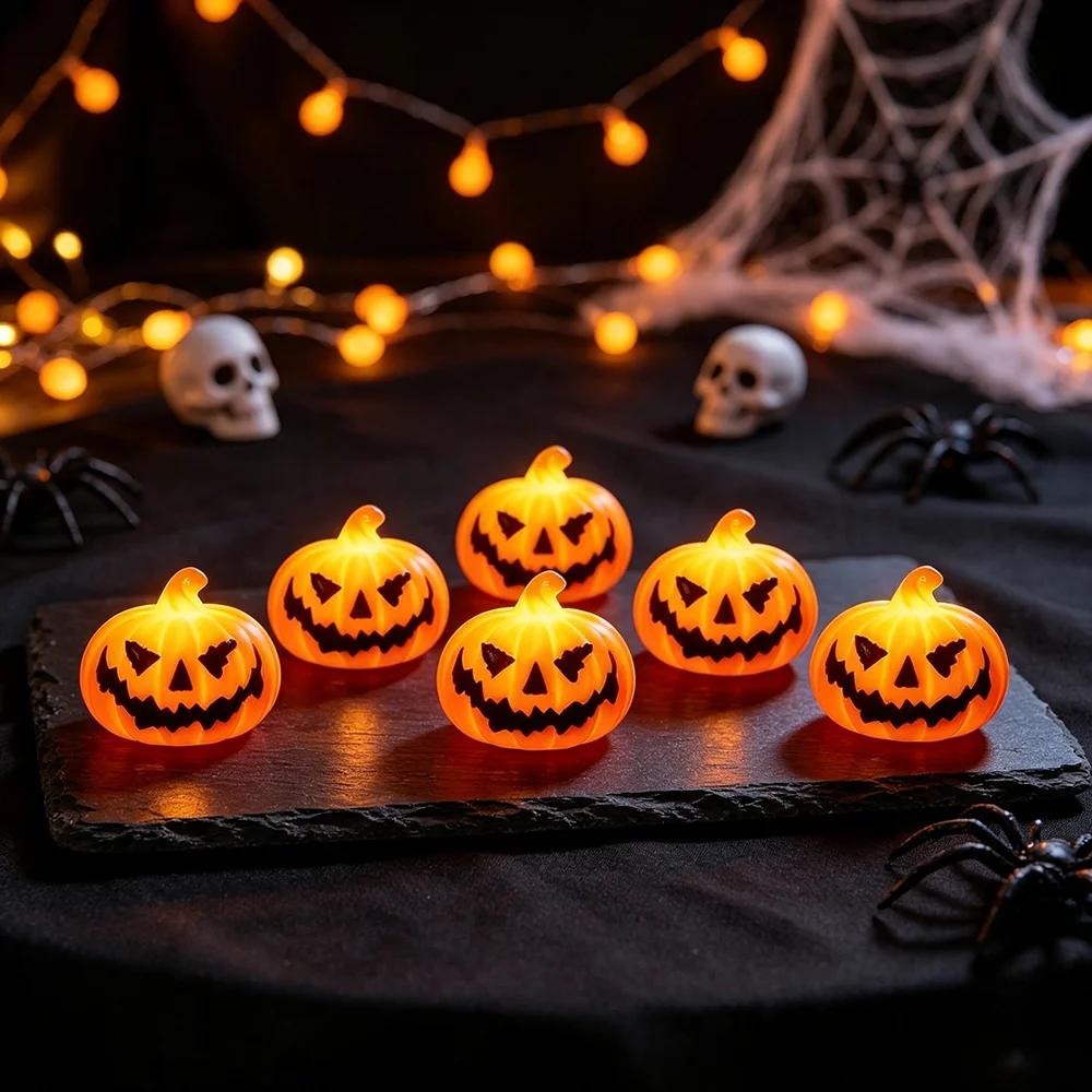 3/5pcs Pumpkin Lanterns, Mini Pumpkin Candle Lights, Halloween Smiley Face LED Lights, Bedroom Gifts, Garden Party Decorations