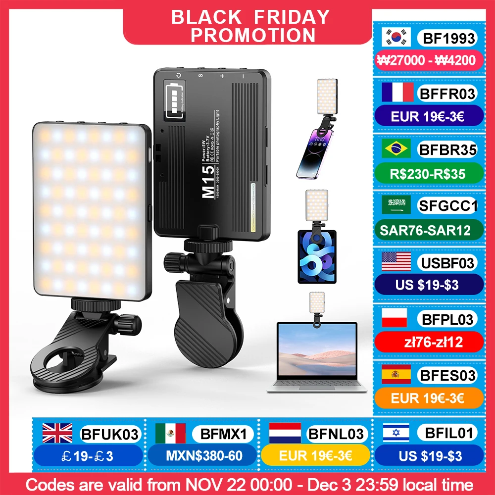 Smartphone Selfie Fill Light 2500K-9000K Video Conference Live Streaming Portable LED Light for Cell Phone IPad Laptop Camera