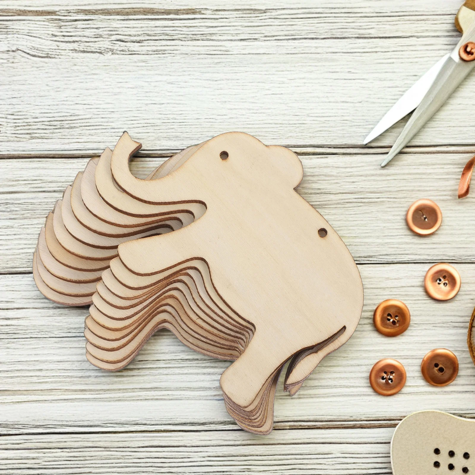 

30Pcs Wood Slices Unfinished Elephant Shape Blank DIY Tags for Crafts Stamping Engraving Hanging Ornaments Wood Signs for Crafts
