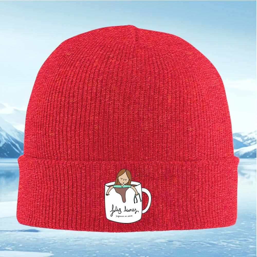 ممرضة داخل فنجان القهوة الاثنين الرجال النساء للجنسين محبوك قبعة قبعة صوفية قبعة الشتاء الحرارية الدافئة عيد الميلاد ركوب الدراجات في الهواء الطلق مرحبا