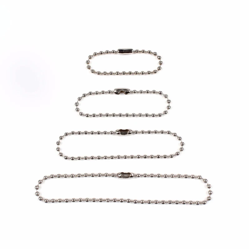 50pcs/lot 10/12/15/20CM 2.4mm Ball Bead Chains Fits KeyRing/Key Chain/Dolls/Label Hand Tag Connector DIY Jewelry