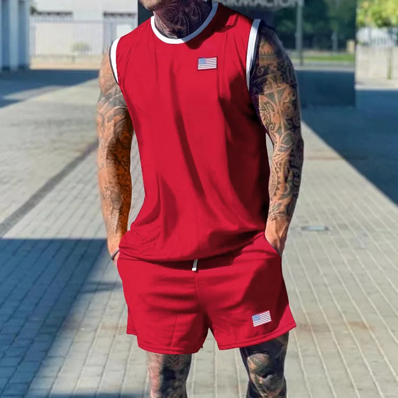 2024 Summer Everyday Versatile New Casual Sports Basketball Suit Set for Men\'s Trendy Tracksuit Men