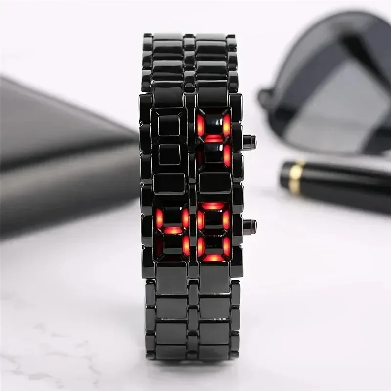 LED Display Electronic Watch for Men Women Digital Wristwatch Red Blue Lava New