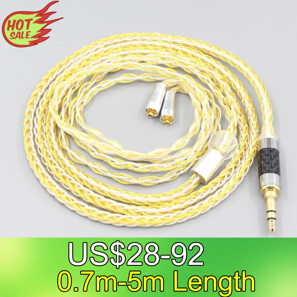 

LN007302 8 Core OCC Silver Gold Plated Braided Earphone Cable For W40 W50 W60 UM10 UM20 UM30 UM40 UM50 Pro