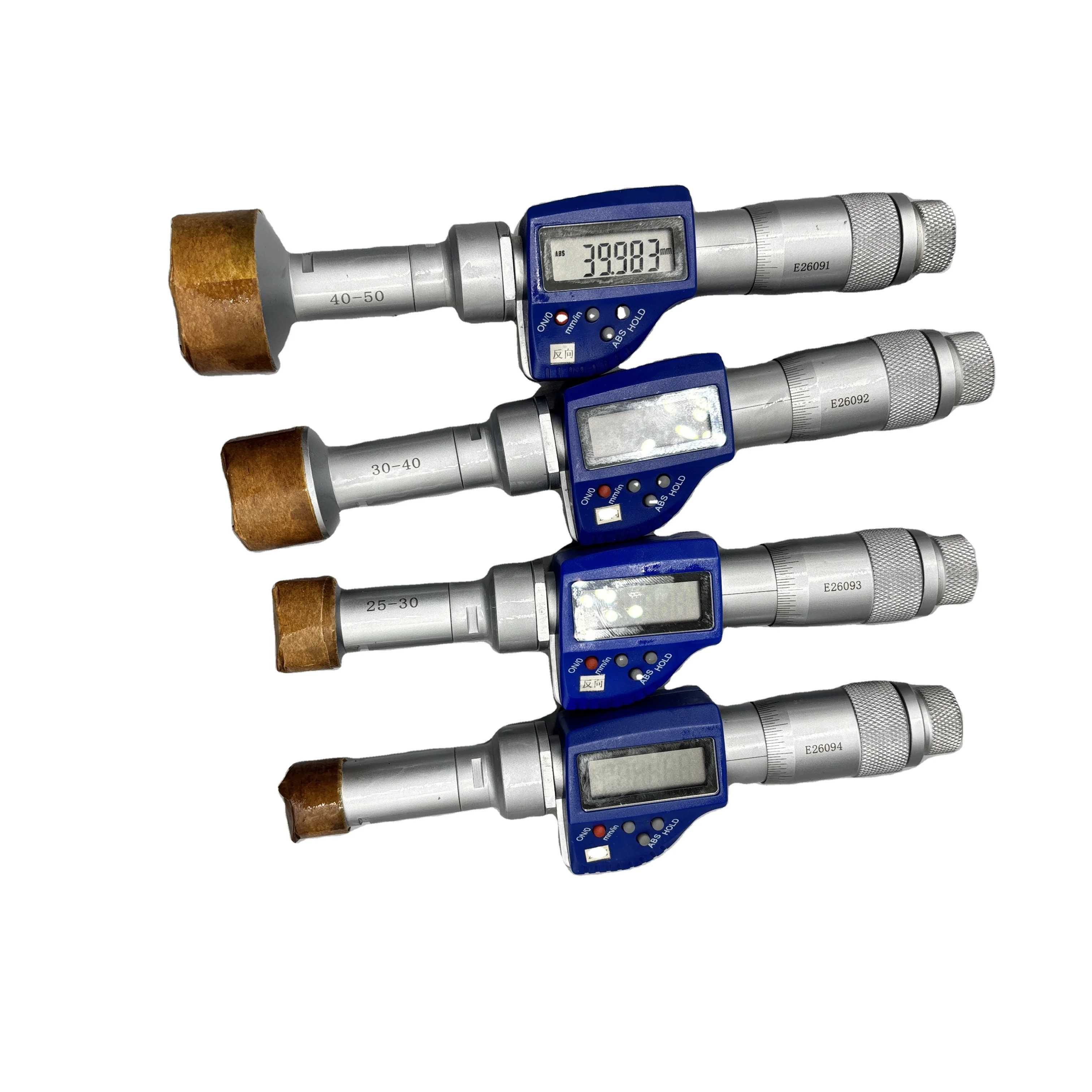 Set Of Four Electronic Digital Three Points Internal Micrometer 20-50mmx0.001 With Setting Ring Aluminum Box