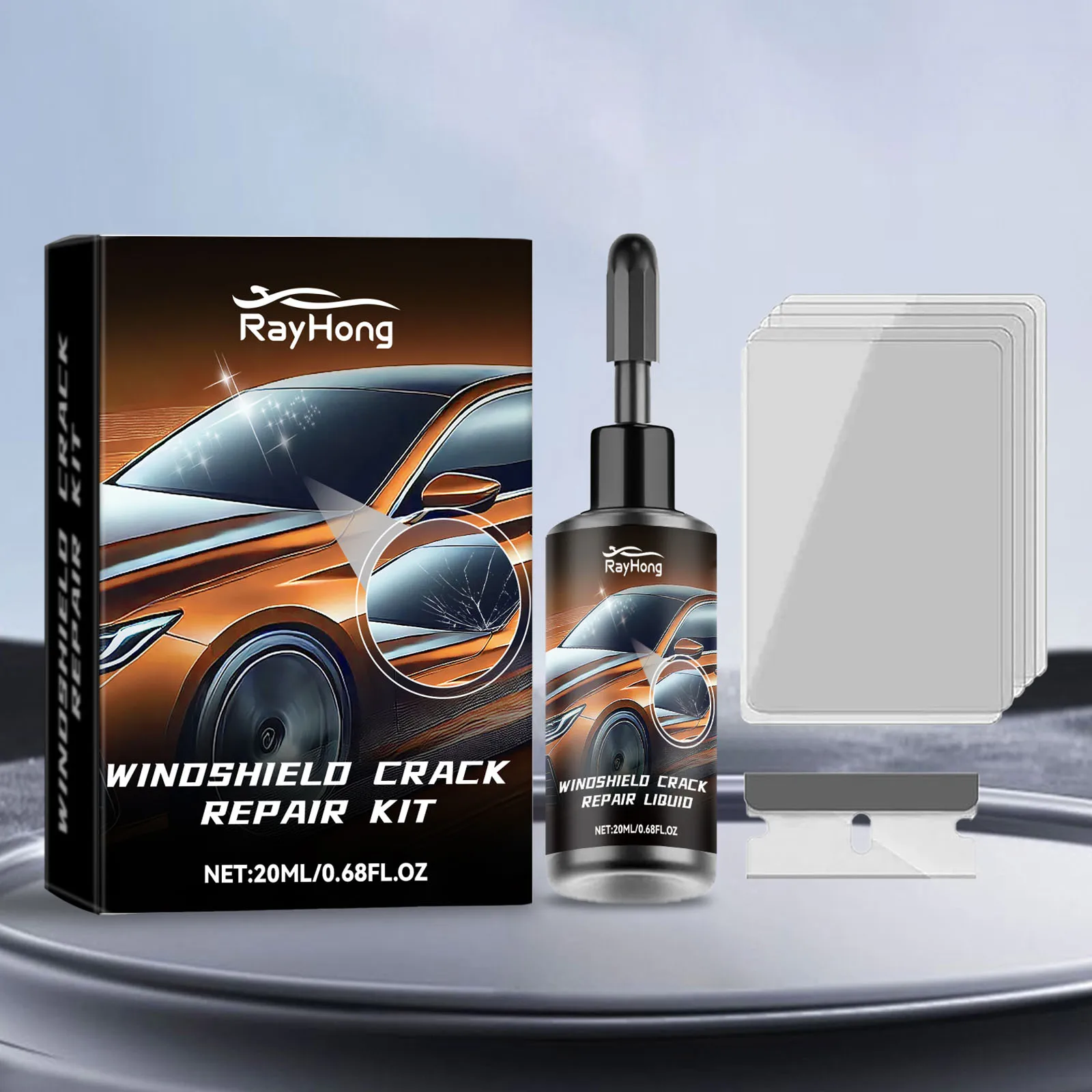 Car Windshield Crack Repair Kit Long-Lasting Quick-Glass Repair Liquid Waterproof for Windshields Mirrors and All Crack Types