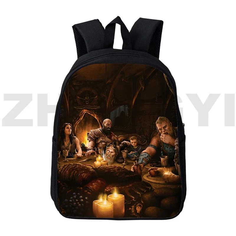 3D Print God of War Game Backpacks Kratos Cartoon School Backpack for College Students 12/16 Inch Laptop Travel Bag Mens Bookbag