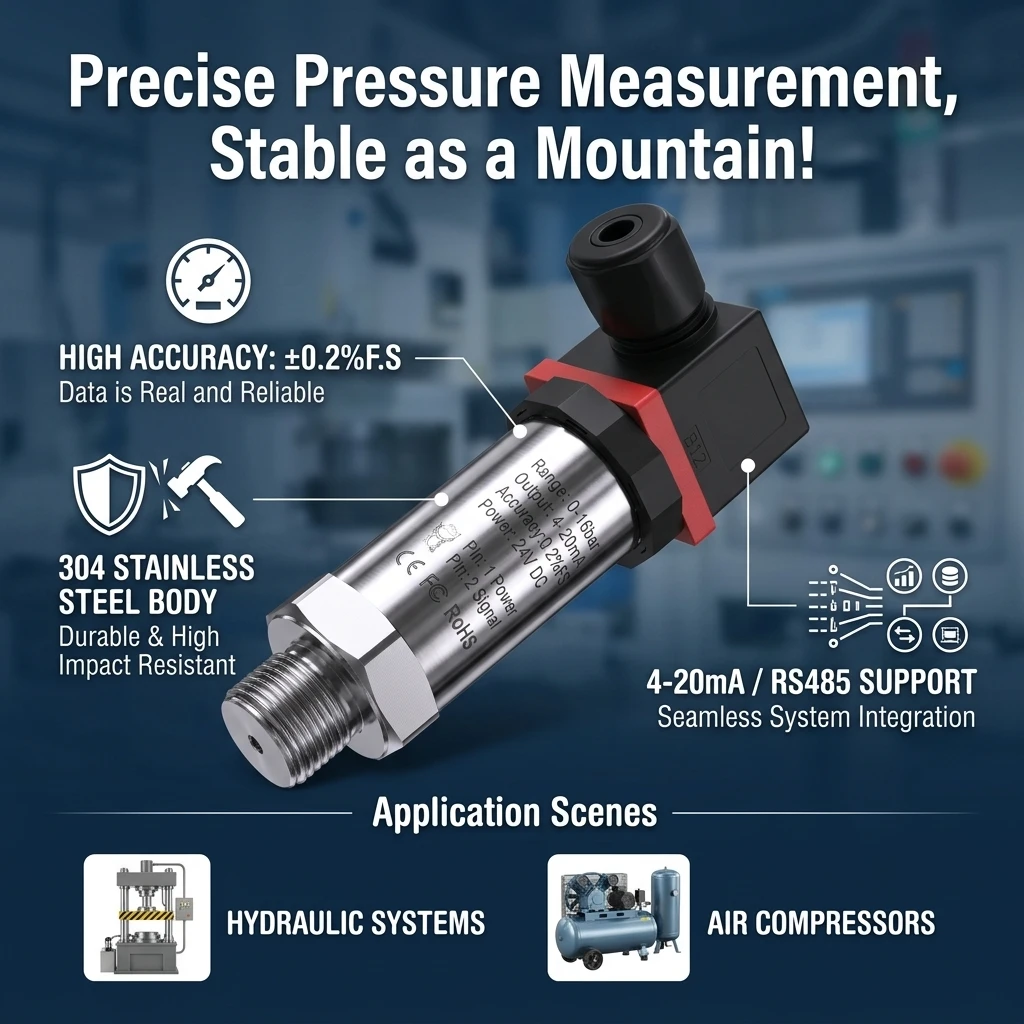 G1-4 Industrial Pressure Sensor-0.1-0-100Mpa Oil Water Gas Pressure Measuring 4-20mA 0-5V 0-10V RS485 Pressure Transmitter