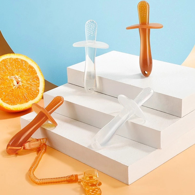 

Детская силиконовая обучающая зубная щетка, без BPA, безопасные игрушки для жевания зубов для малышей, прорезывание зубов, детские аксессуары для ухода за полостью рта