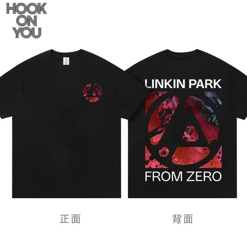 تي شيرت لينكين بارك من Zero New Album Tour المحيطة للرجال والنساء، ملابس فضفاضة بأكمام قصيرة