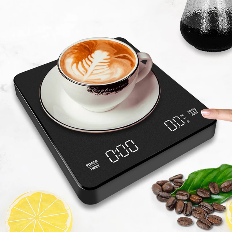 

3kg/0.1g USB Charging Smart Digital Coffee Electronic Scale LED Hidden Screen Automatic Timing Hand Brew Home Kitchen Food Scale