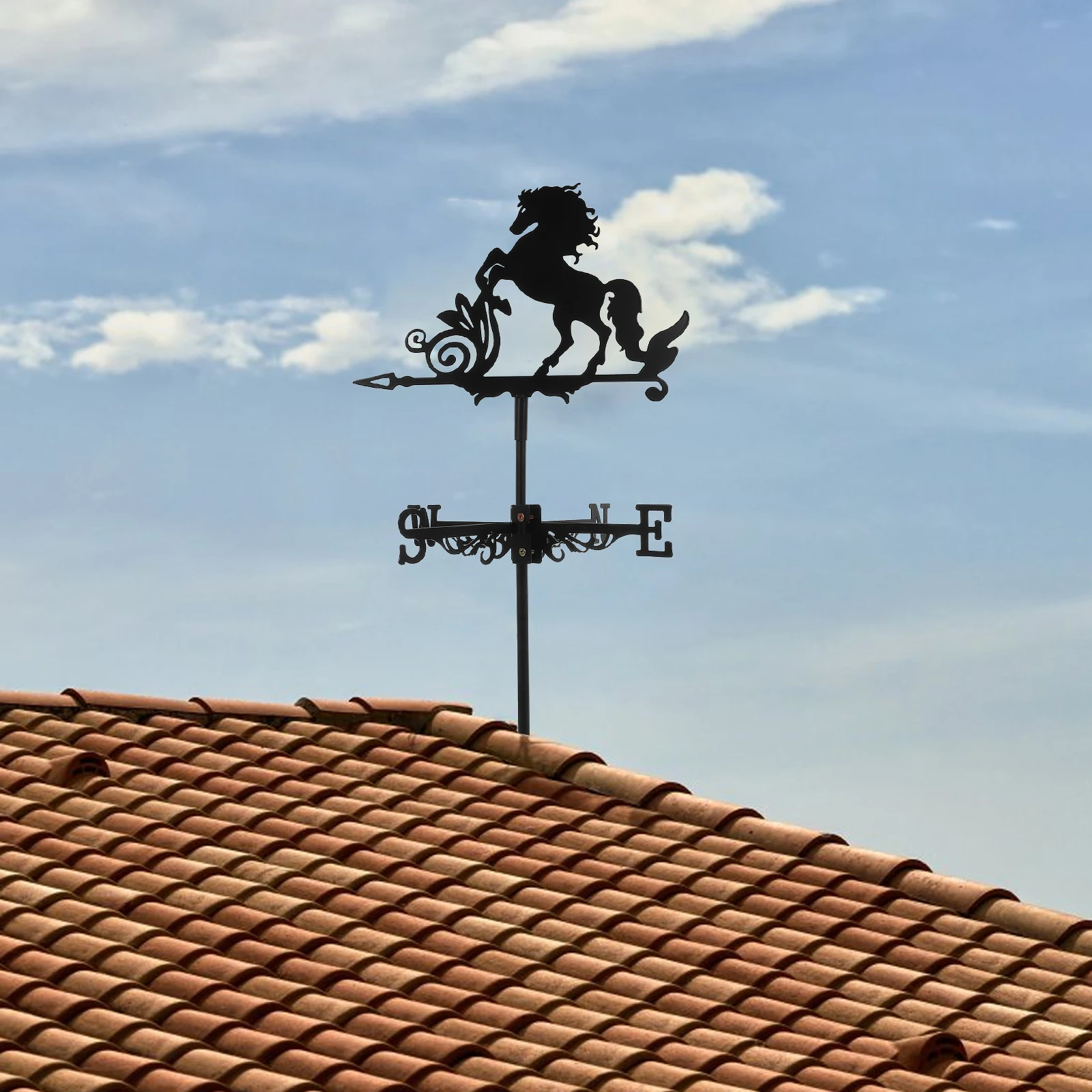 

Iron Weather Vane Durable 3D Horse Animal Roof Garden Decor Wind Indicator Vanes for Yard Sheds