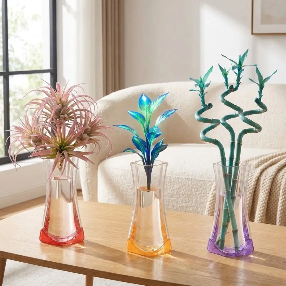 5Pcs Folding Clear PVC Flower Vase Collapsible Shatterproof Flower Arrangement Vase Leak-proof Waterproof Hydroponic Floral Vase
