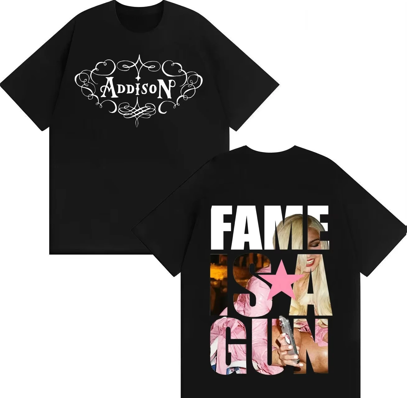 Camiseta de la cantante Addison Rae, camiseta Hipster para hombres y mujeres, camiseta de música gótica, camiseta de algodón puro con cuello redondo Y2K, camiseta de manga corta, Hip Hop, Unisex