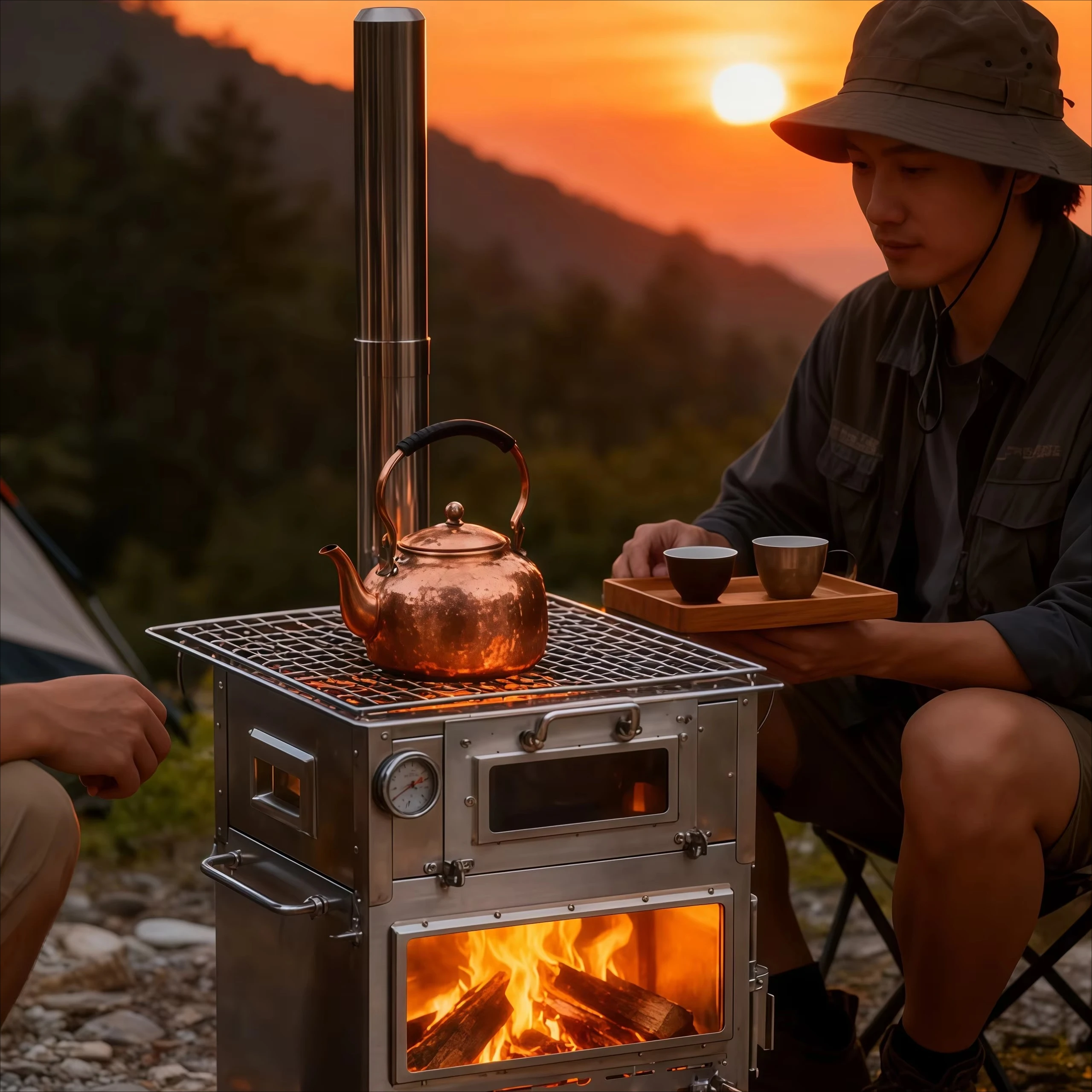 Portable Rectangular Metal Tabletop Fire Pit Small Indoor Outdoor Fireplace Chimeneas Desktop Desktop Firepit