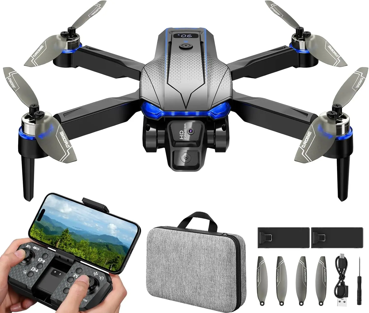 

Складной FPV-дрон с камерой 1080P, управлением жестами, удержанием высоты, взлетом/посадкой одной кнопкой для взрослых и детей