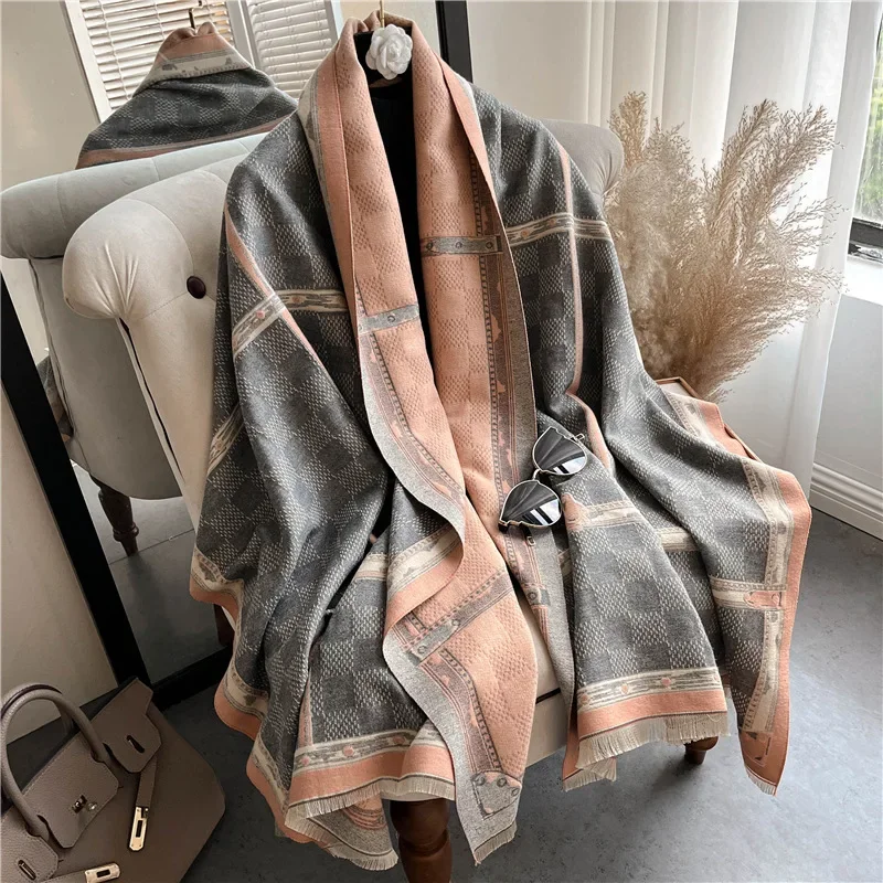 Chic Women's 2024 Scarf - High-End Imitation Cashmere, Chic Fashion for All Seasons, Thick & Tasseled Scarf Women Luxury