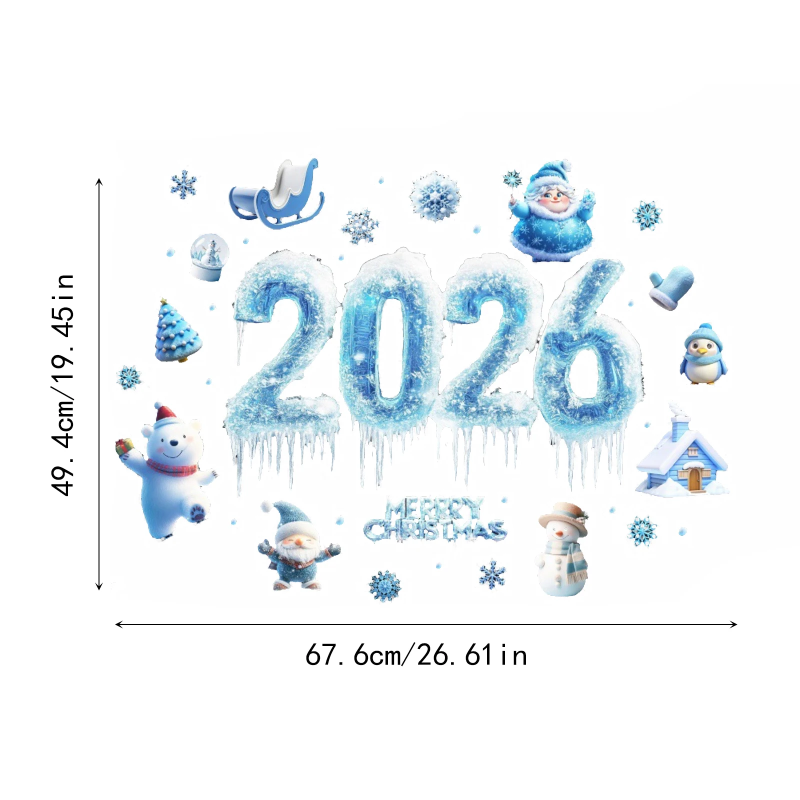 عيد ميلاد سعيد الجليد والثلج نمط نافذة ملصق داخلي وخارجي زجاج الباب والنافذة ملصق ثابت زينة عيد الميلاد