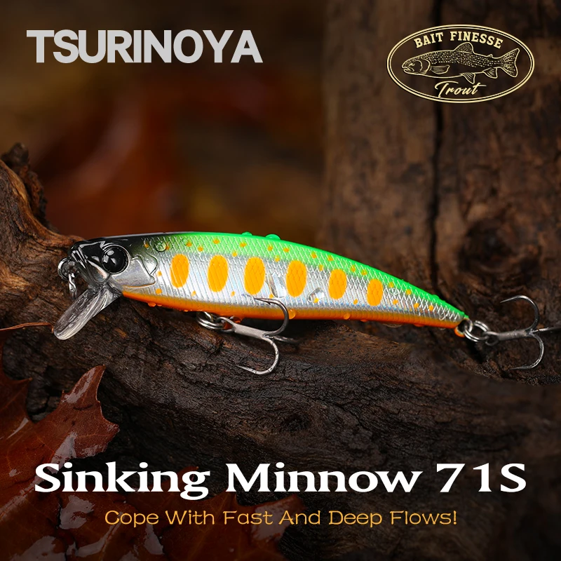TSURINOYA INTRUDER Sinkender Köder, 71 mm, 10 g, Forellen-Minnow-Köder, Angelköder, künstlicher harter Köder, Hecht, Bass, Wobbler, Angelgerät