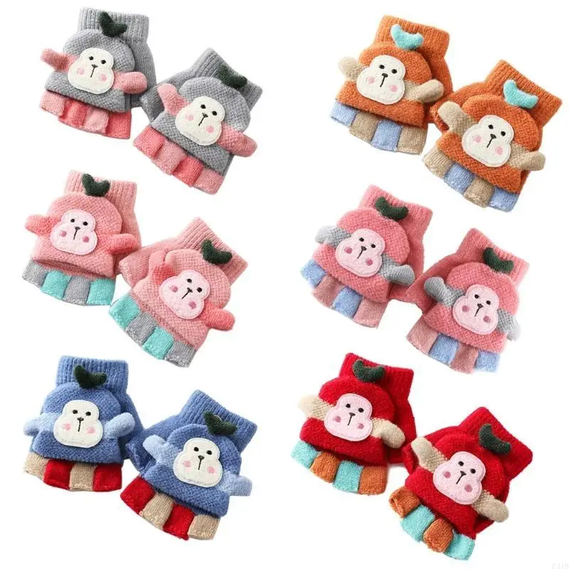 لطيف الصوف الوليد القفازات قفاز محبوك للبنين بنات مطاطا الدافئة نصف اصبع القفازات 10.5 سنتيمتر طول قفازات ركوب الخيل P31B