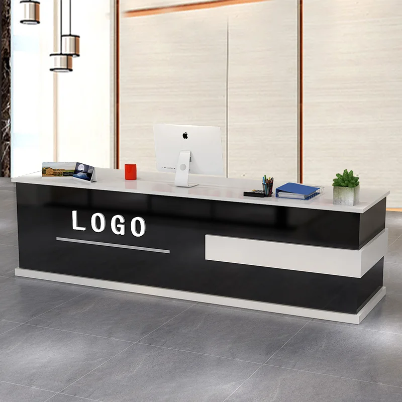 White Reception Desk Counter for Store Small Shop Restaurant Front Table Bar Furniture Cashier Wooden Podium Stand Home Bank Box