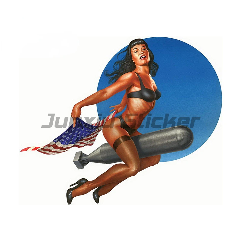 

Pin Up Girl Cartoon JDM Car Sticker Army Style Motorcycle Decoration Decal Car Accessories