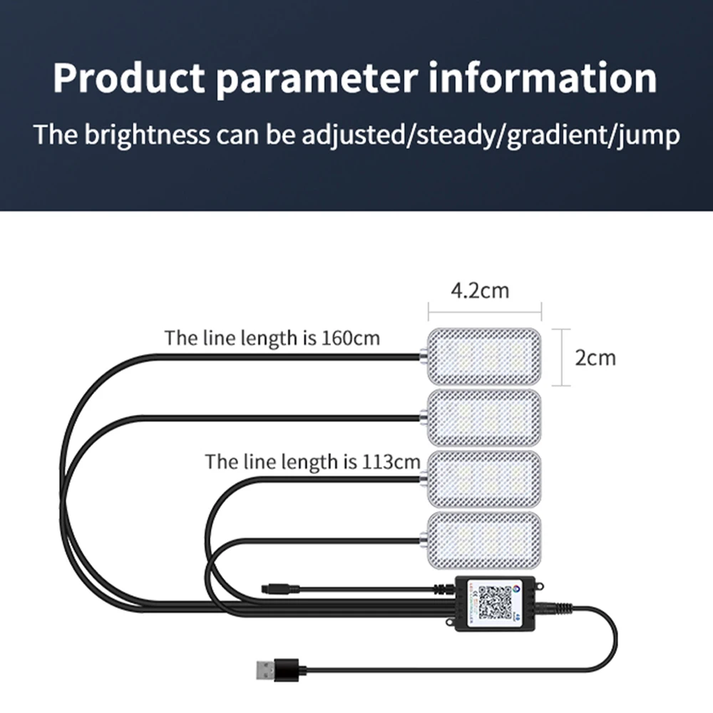 4in1 LED Car Interior Atmosphere Backlight Ambient Mood Foot Light With Cigarette/USB Lighter Decorative APP Remote Control Lamp