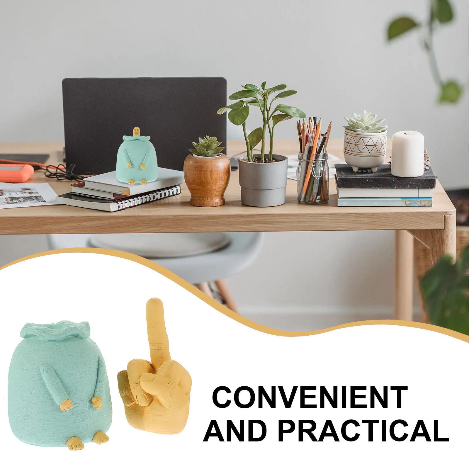 

Unique Middle Finger Resin Statue Creative Desktop Sculpture Resin Figurines Decoration for Home Office Study