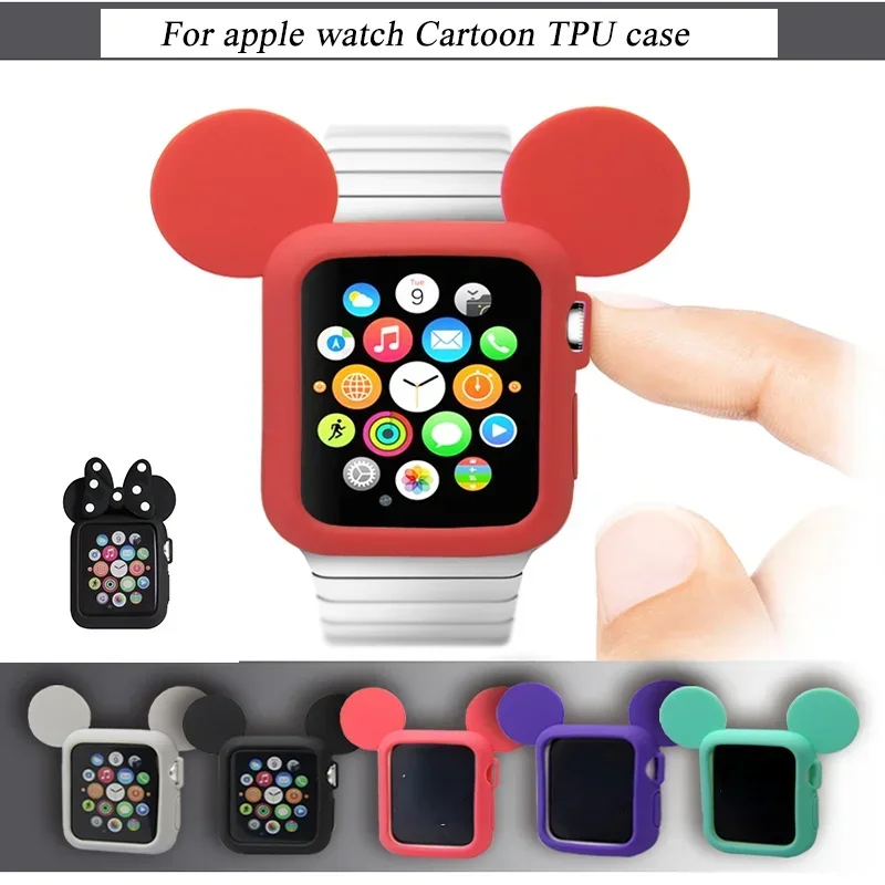 Soft Silicone TPU Cover For Apple Watch 7 41 45mm 654 40 44MM Cartoon Cute Shell For iWatch Series 38 42mm Girls Protective Case