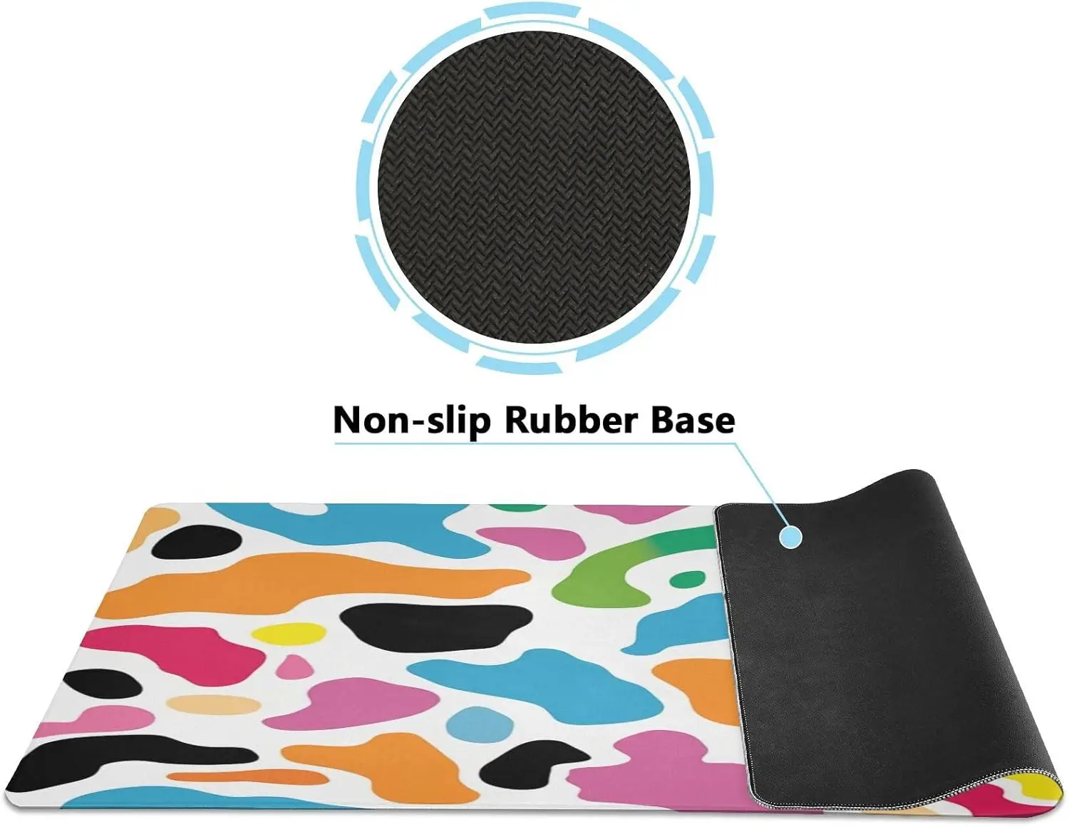 Tapis de souris de jeu coloré avec base non ald, avec bords cousus, pour joueur, bureau et maison