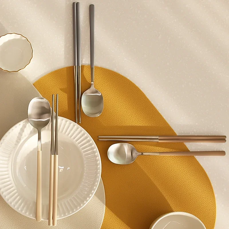 304 stainless steel portable tableware set chopsticks spoon outdoor Korean single tableware view 3