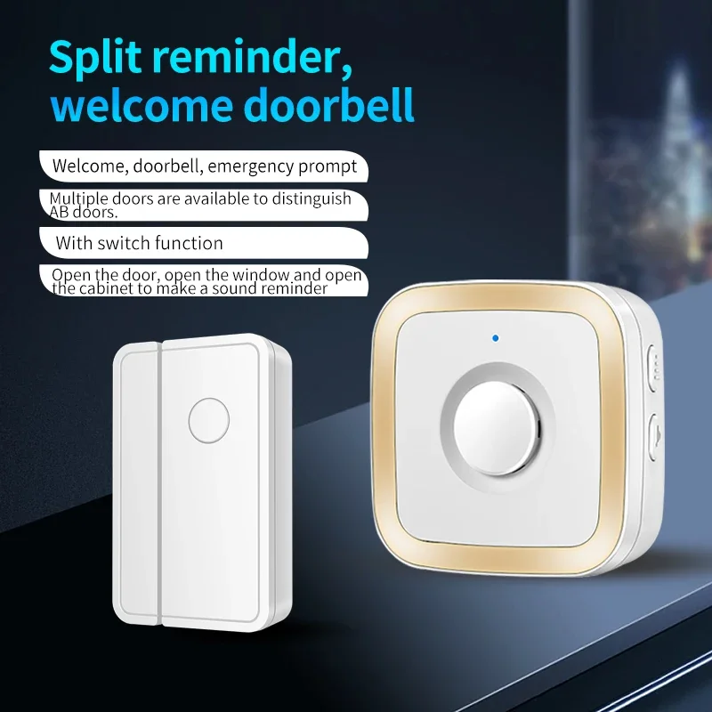 CACAZI Commercial Wireless Door Magnet for Shop 280M Long Range 52 Melody Alarm Windows Household Anti-theft Magnetic Sensor