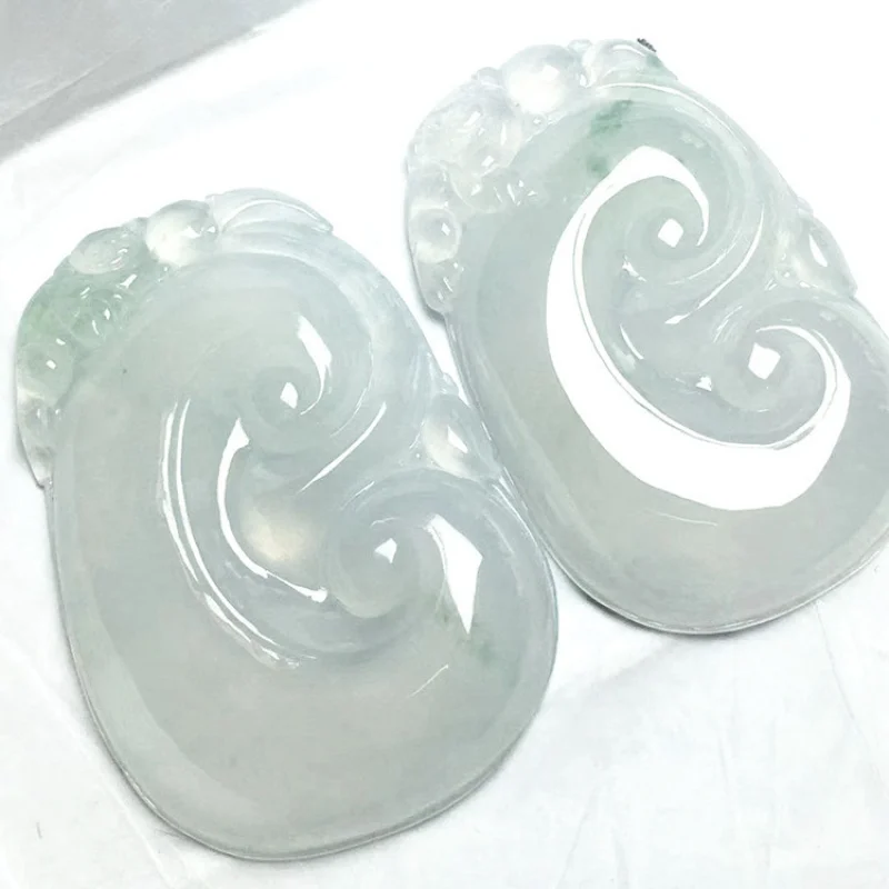 Natural Emerald Myanmar a Goods White Ruyi Ice Jade Pendant