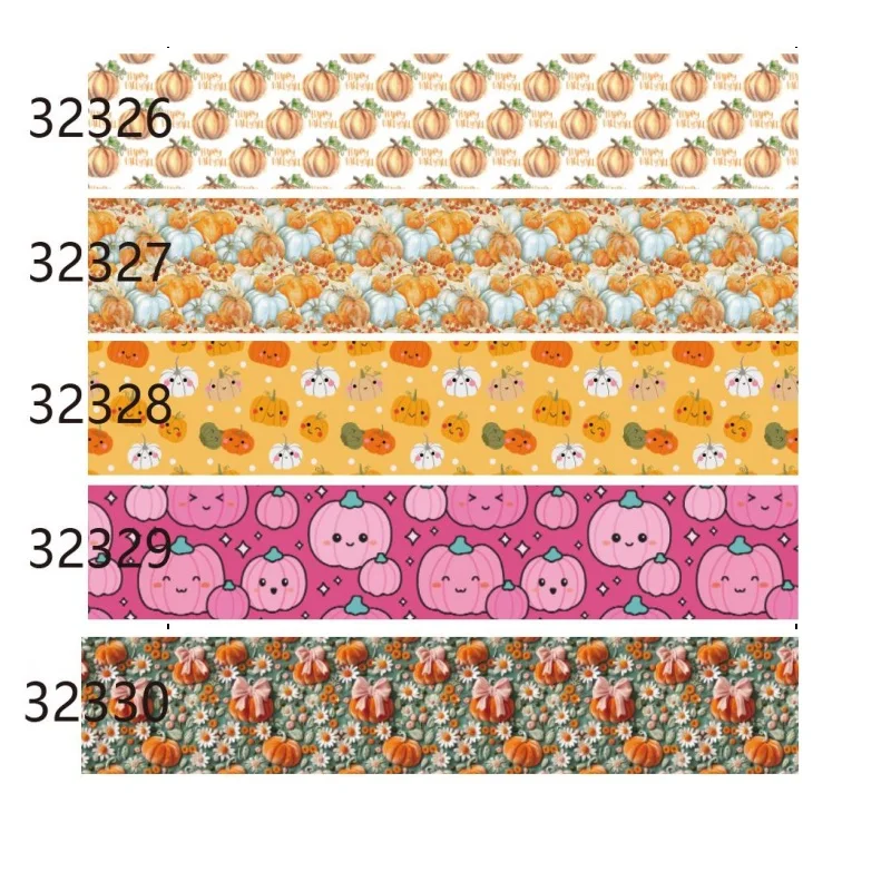 

5Yards Thanksgiving Cartoon Grosgrain Ribbon Printed Packing for Bows DIY Craft Materials Accessories