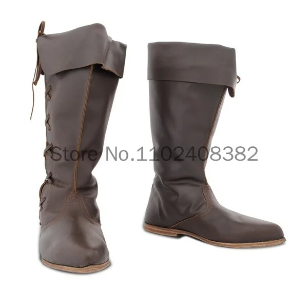 Cavaleiro retrô medieval Cosplay PU Ankle Boots curtas de couro para homens e mulheres, sapatos góticos de cano alto, festa de carnaval