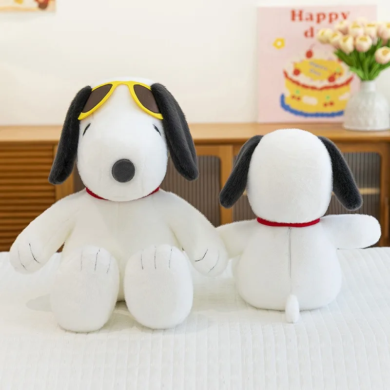 Kawaii Plush Toy Snoopy Stuffed Doll Cute with Sunglasses Cartoon Dog Plushie Kids Birthday Gift for Children Soft Filled Doll