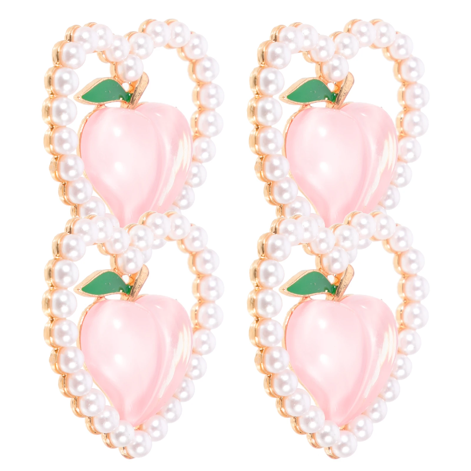 

4pcs Peach Heart Acrylic Decorations Phone Accessories DIY Jewelry Supplies Rhinestone Embellishments Heart Style