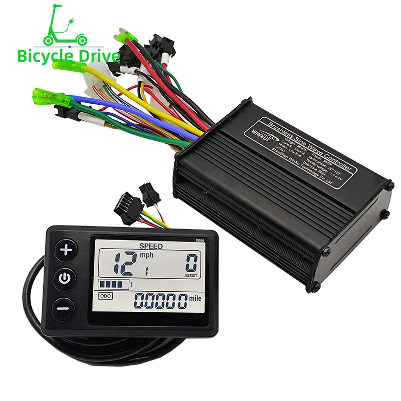 

36V 48V 350W 18A E-scooter Brushless Motor FOC Sine Wave Controller S866 LCD Display Set for Electric Scooter Bike Conversion