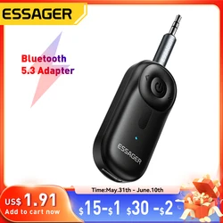 Essager Bluetooth 5.3 Adapter 3.5mm AUX Jacks For Audio Music Receiver Car Speakers Headset Tablet Laptop Bluetooth Car Receiver